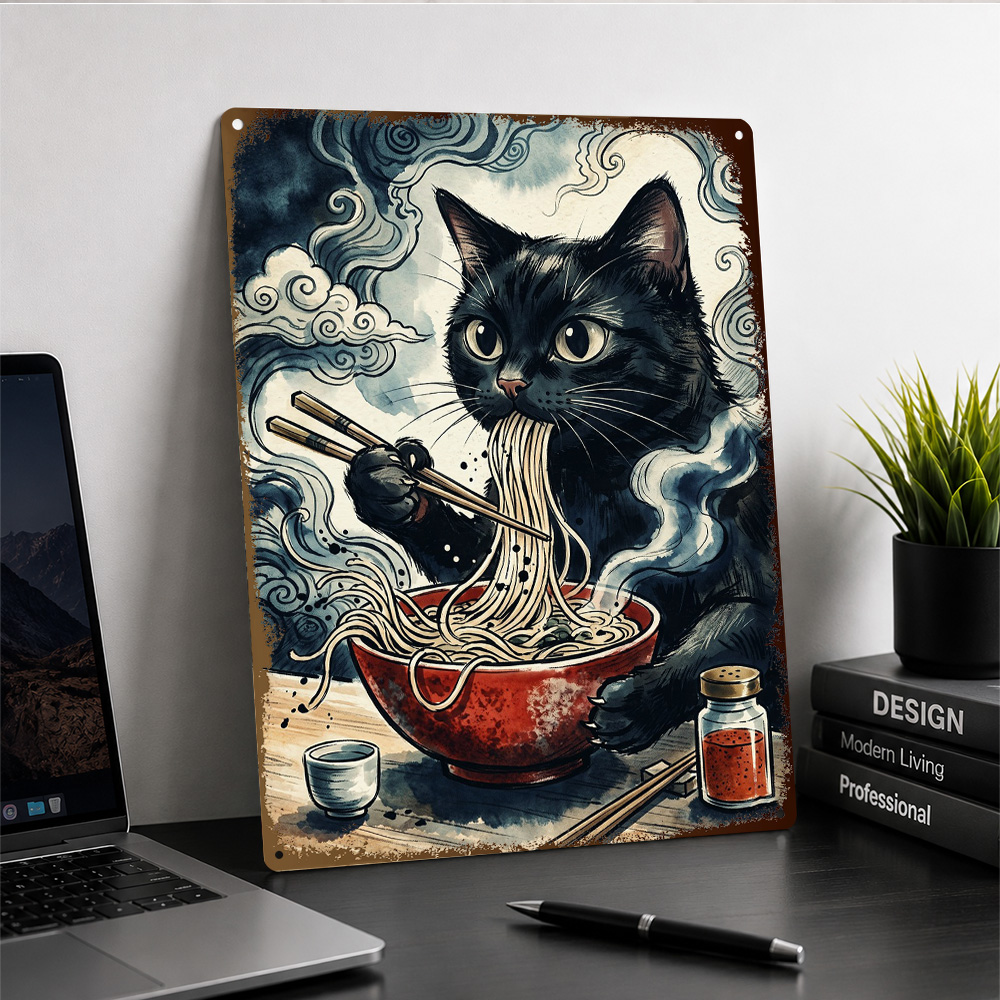 Black Cat Eating Ramen Waterco - Home Cooking For Cats 评论和价格