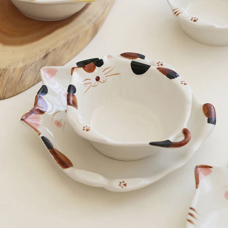 Cartoon Cat Ceramic Bowl Plate - Home Cooking For Cats 评论和价格