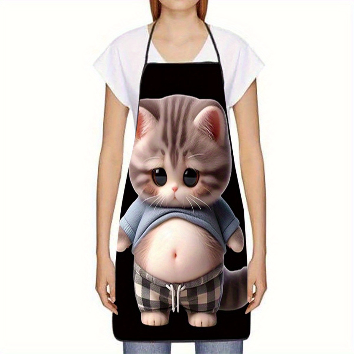 Cute Cartoon Cat Print Apron,  - Home Cooking For Cats 评论和价格