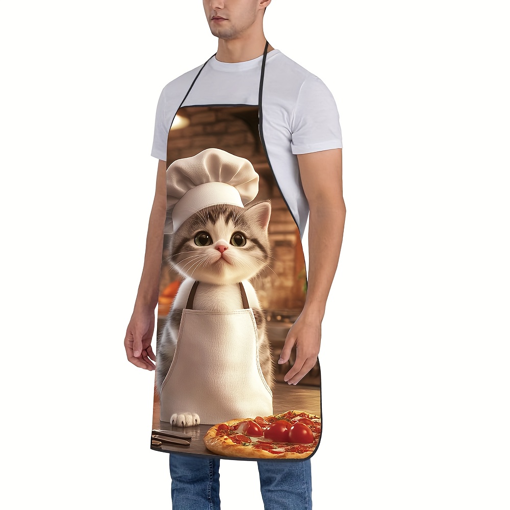 1pc Unisex Kitchen Apron Chef, - Home Cooking For Cats 评论和价格